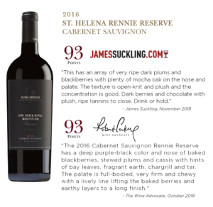 2016 St. Helena Rennie Reserve Napa Valley Cabermet Sauvignon Accolades