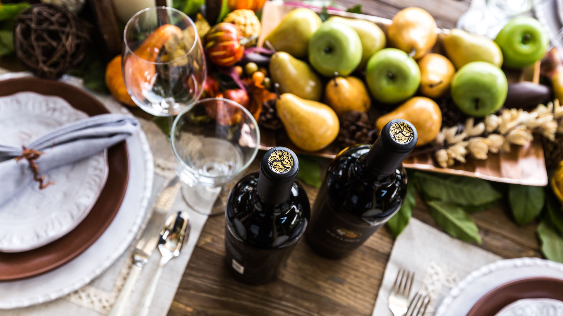 Flora Springs Wines on a dinner table.