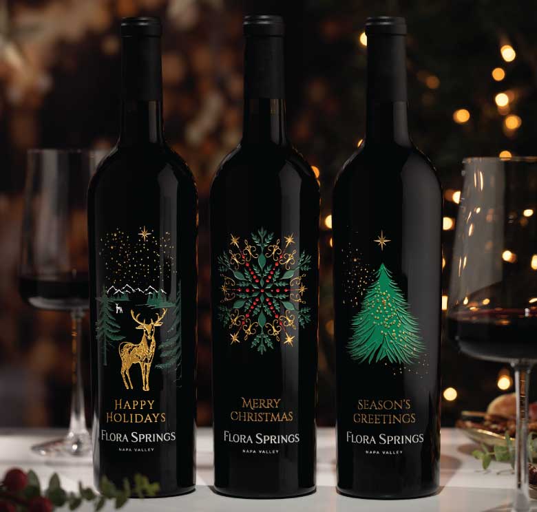 Flora Springs Holiday Etched Wines for Christmas