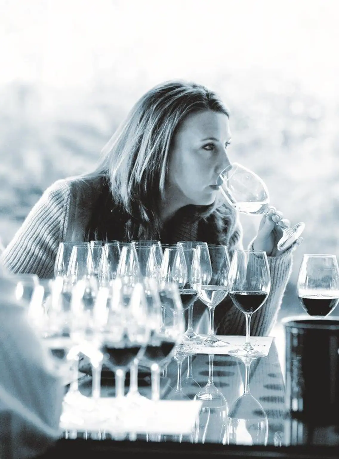 Gina drinking wine
