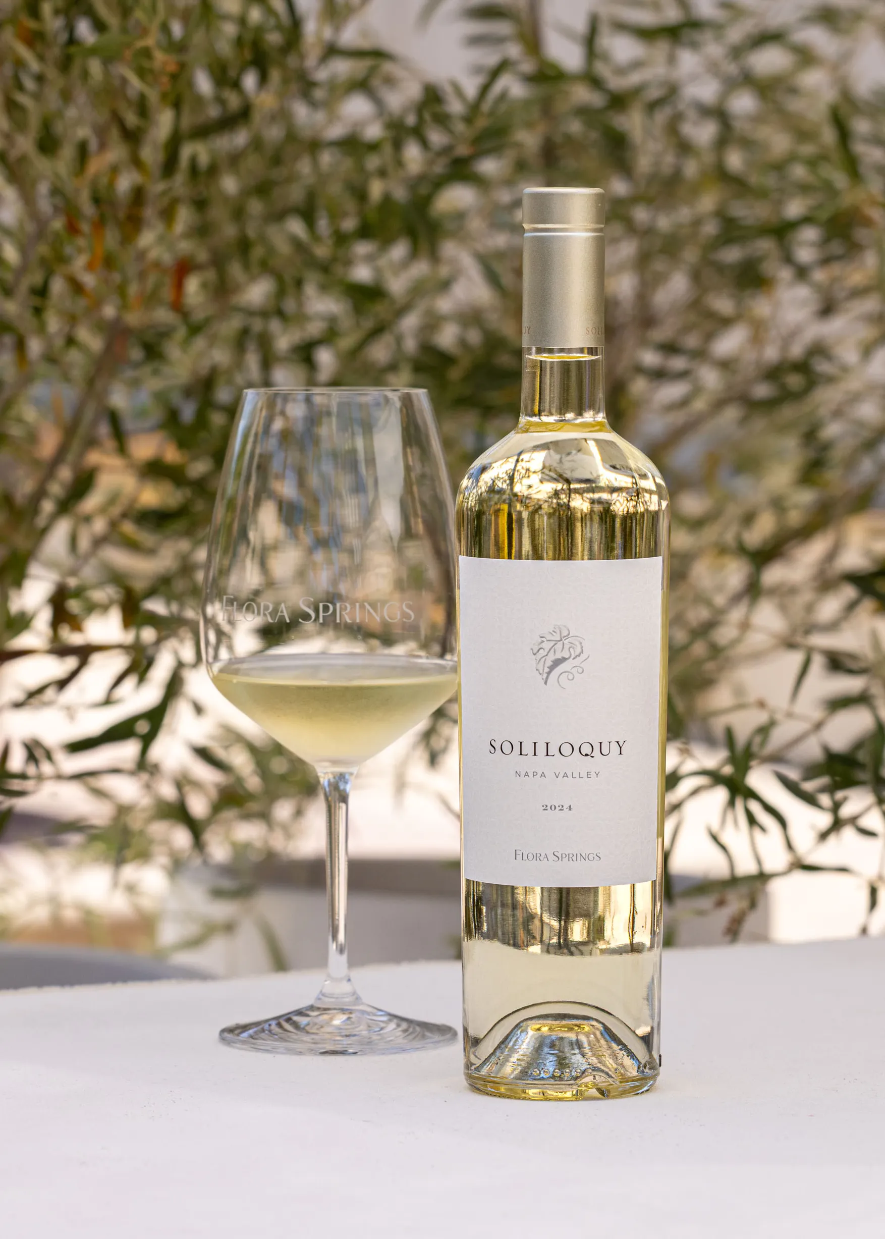 Flagship White Wine bottle on a table